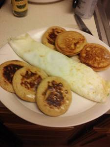 Spinach Egg White Omelet and Multigrain Silver Dollar Pancakes
